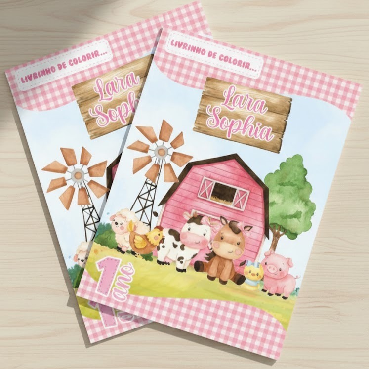 Livrinho/Revistinha de Colorir Fazendinha Menina| Personalizados | Lembrancinhas | Aniversário Festa