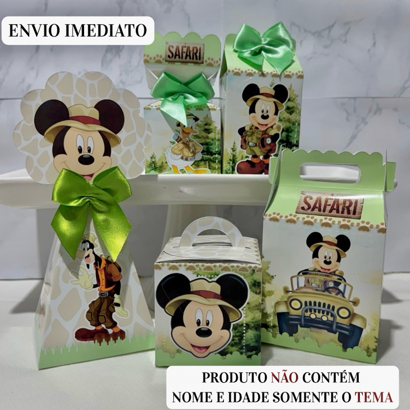 Caixinhas Personalizadas Safari do Mickey \ Festa \ Lembrancinha\Aniversário\Pegue e Monte \Mimo\Pronta Entrega