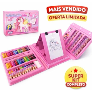 Estojo Maleta Pintura Infantil Escolar Lápis Giz Canetinha e Desenhos Para Colorir Envio Rápido em Oferta na Shopee