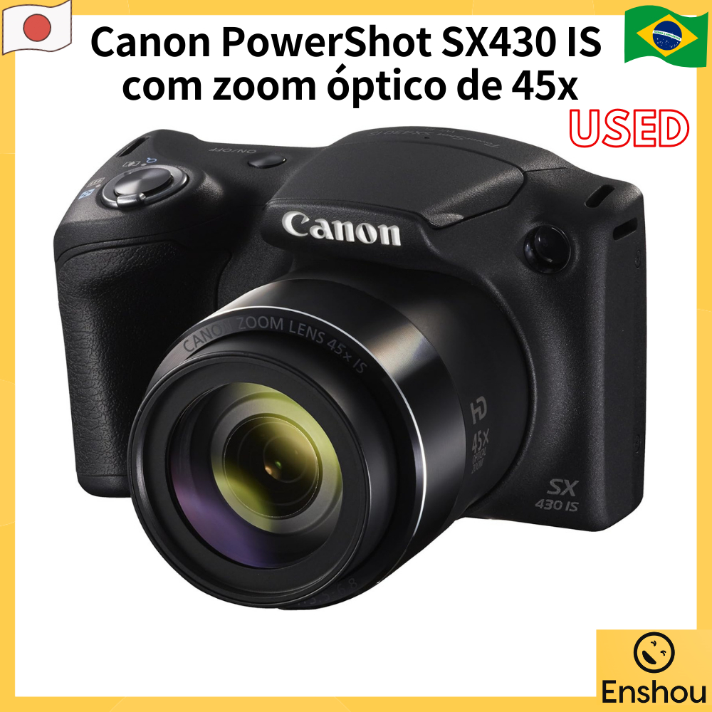 Do Jopão [USADO] Câmera Digital Compacta Canon PowerShot SX430 IS Zoom Óptico 45x/Compatível Com Wi-Fi PSSX430IS Preto