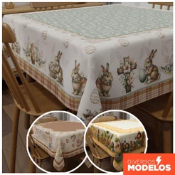 Toalha de Mesa Quadrada Páscoa Cristã Religiosa Oxford 1,40x1,40m - Decoração Mesa Posta