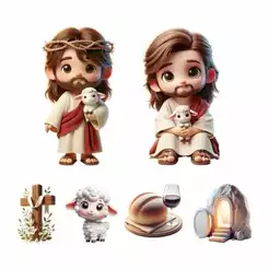 DECORAÇÃO DE FESTAS TOTEM DE MESA KIT DISPLAYS EM MDF TEMA PÁSCOA JESUS SANTA CEIA