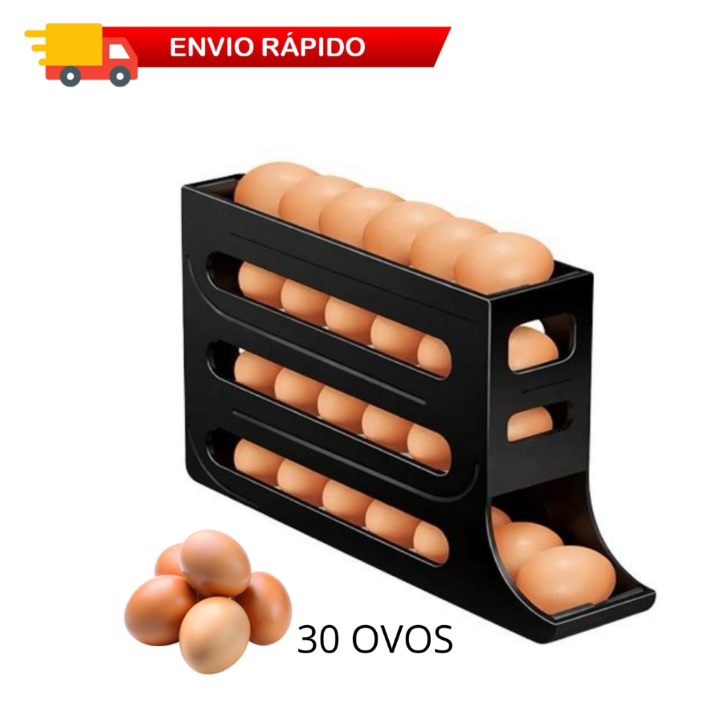 Porta Ovos Deslizante Organizador Para Geladeira De 4 Camadas Automática Rolantes 30 Ovos Dispenser em Oferta na Shopee