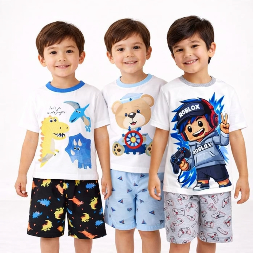Pijama Infantil Menino Manga Curta Suede Verão | Conjunto Confortável 2 a 14 anos
