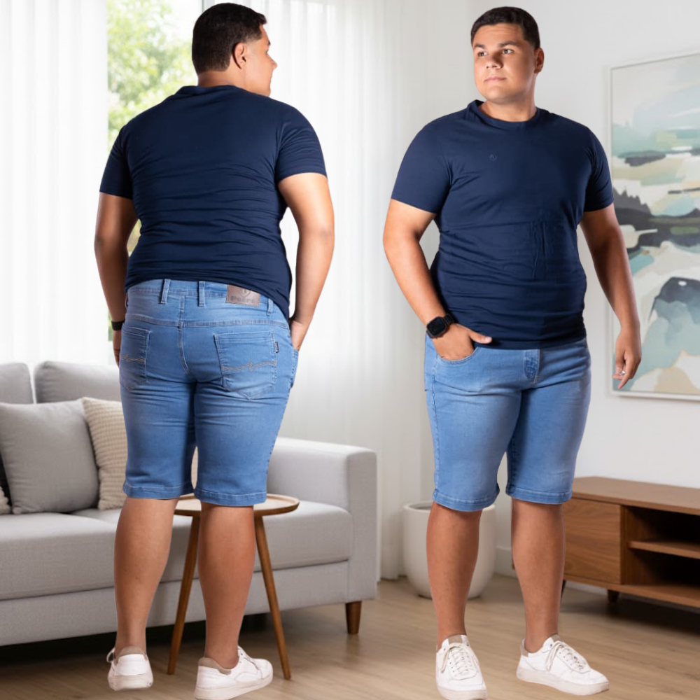 Bermuda Jeans Premium Masculina Plus Size Elastano Alta Qualidade Direto de Fabrica Do 48 Ao 54