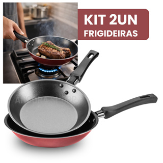 Kit 2 Frigideiras Francesa 20 e 19 cm Antiaderente Cereja MTA Jogo de Frigideiras Vermelho em Oferta na Shopee