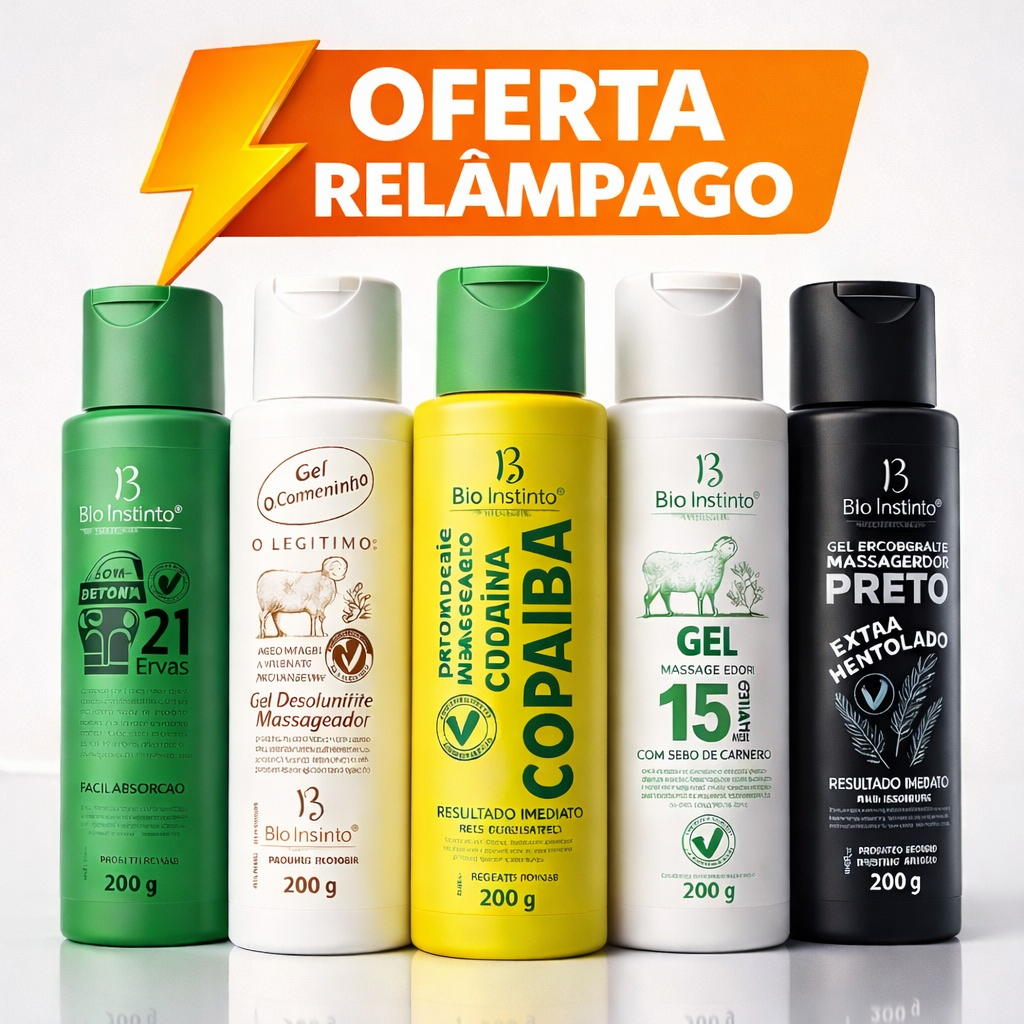 🔥 KIT 5 GÉIS MASSAGEADORES 200ml
