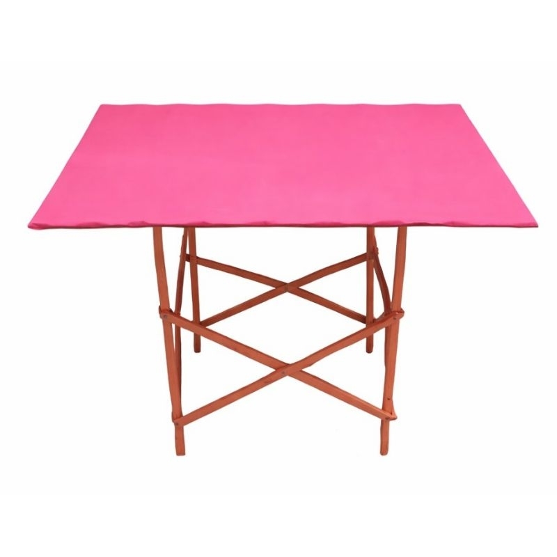 Banca Tripé Desmontável De 1 Metro Quadrado Cor Rosa Pink Em Nylon 600 Para Camelô Ambulante