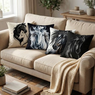 KIT 4 CAPA DE ALMOFADA 45X45CM DECORATIVAS CAVALOS em Oferta na Shopee