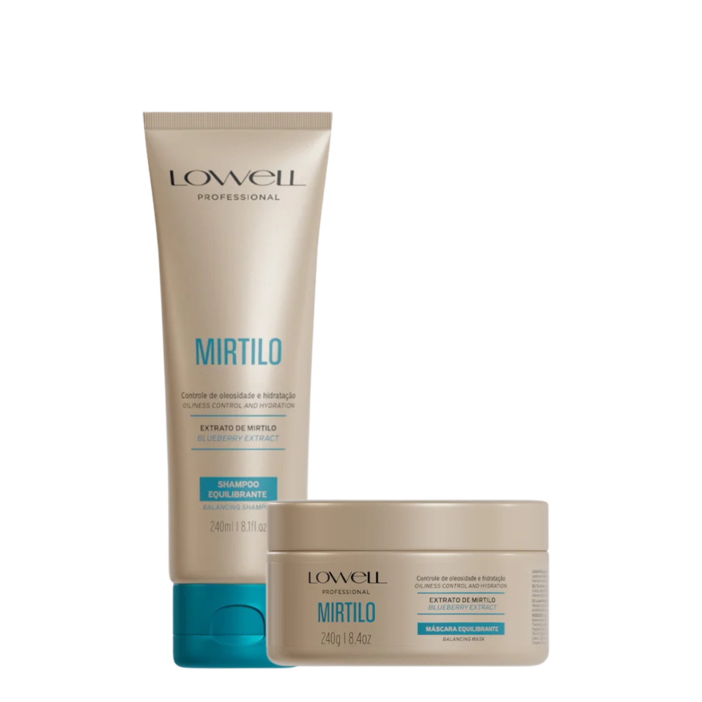 Kit Lowell Extrato de Mirtilo – Shampoo 240ml + Máscara 240g | Nutrição, Força e Brilho Intenso
