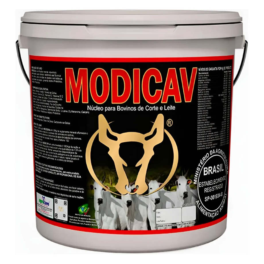 Modicav 10kg Núcleo para misturar na ração Suplemento - Agrocav Bovinos de Corte e Leite.