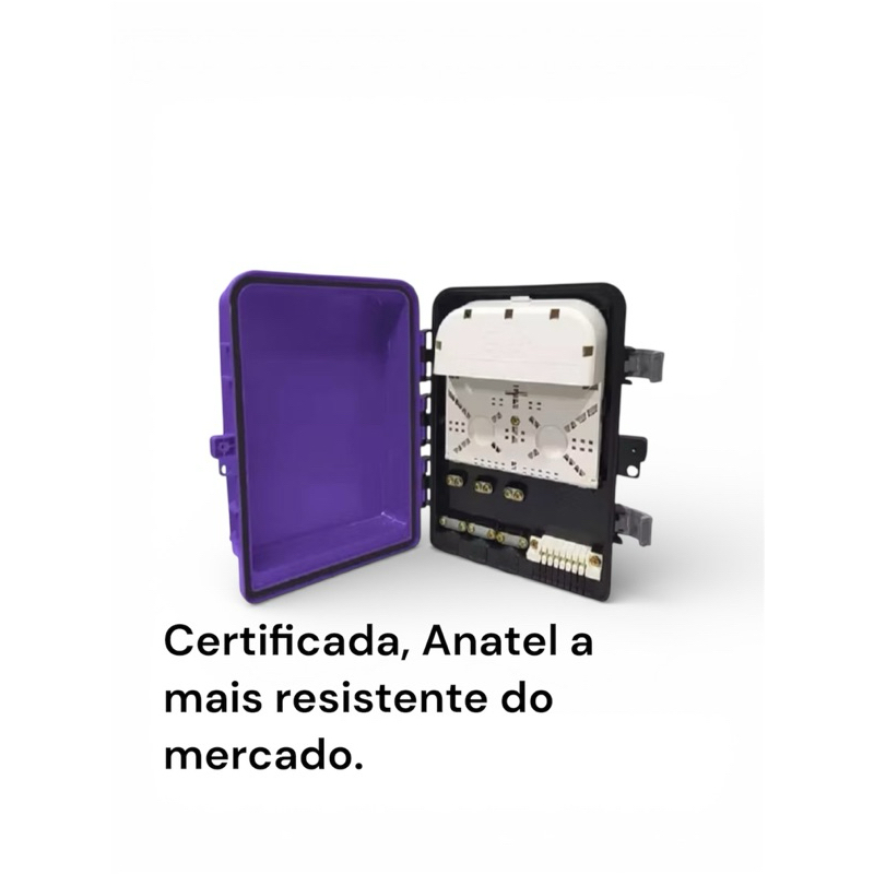 5 caixa cto telecon com bandeja, 5 entradas e 16 saídas homologada diversas cores