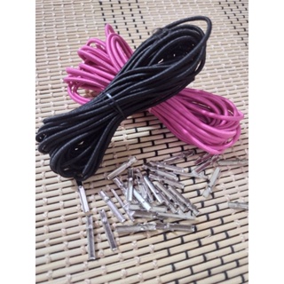 5 metros de Elástico Roliço e 40 ponteiras 2cm metal - ideal para pastas, agendas e cadernos. em Oferta na Shopee