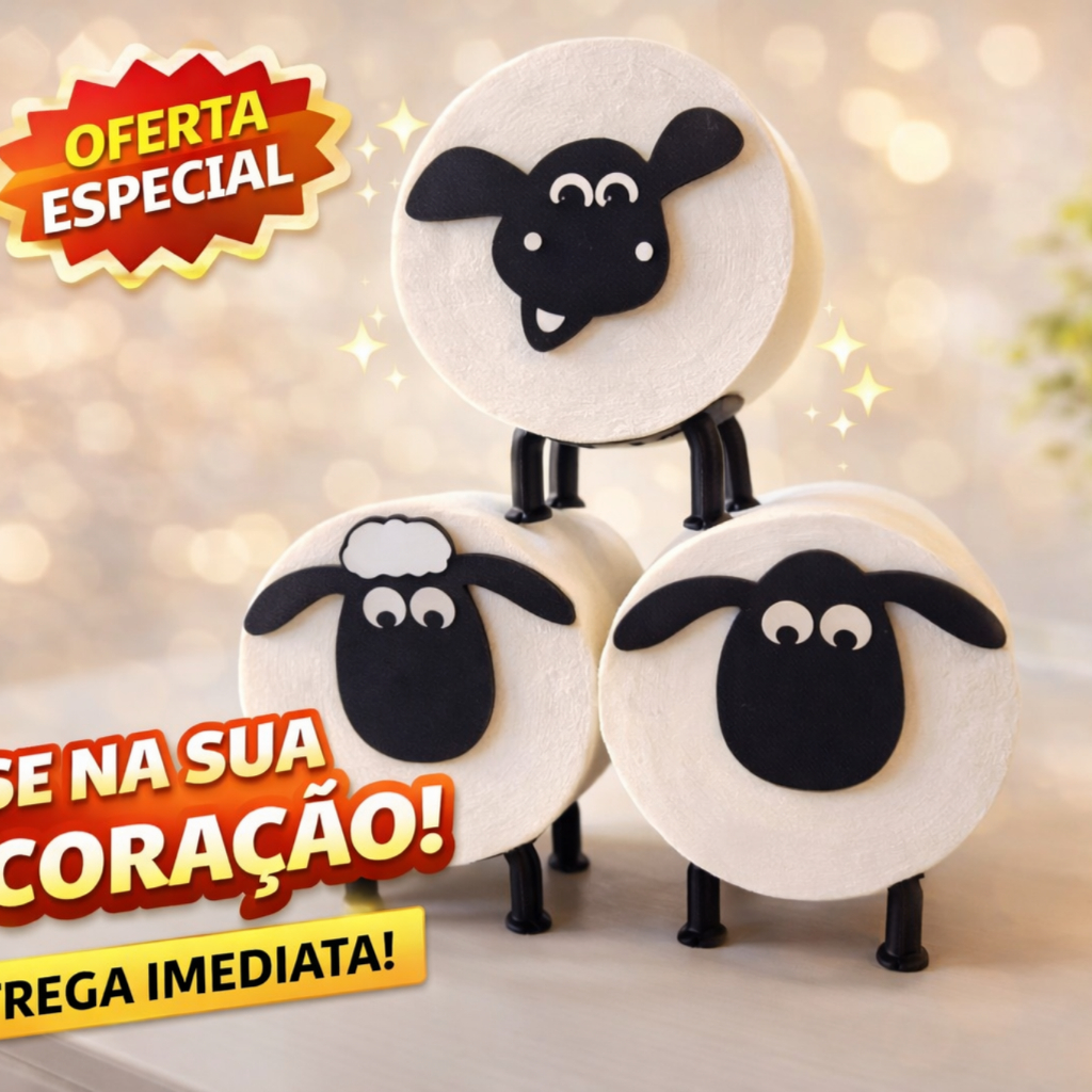 Suporte Papel Higiênico Ovelha Carneiro Shaun  - Minimalista– Porta Papel fofo e Criativo decoração de Banheiro e lavabo