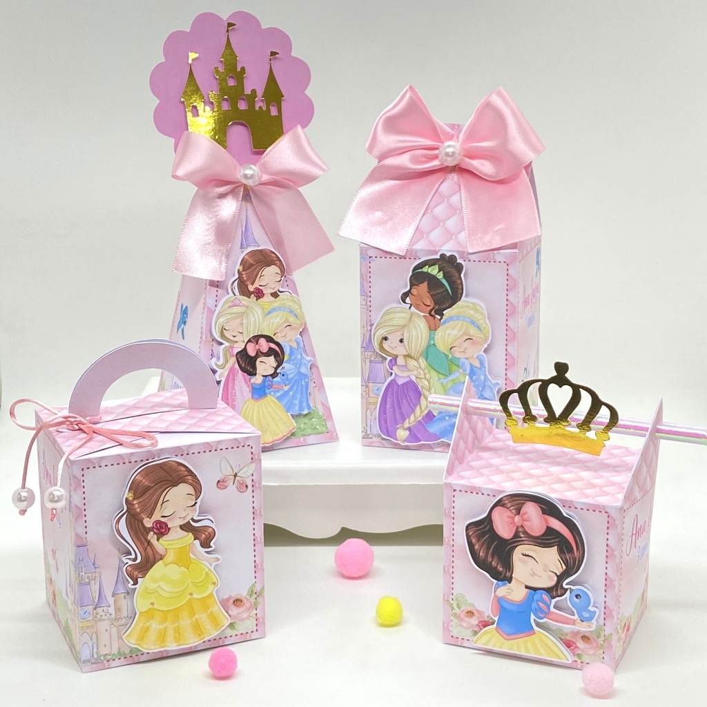 Kit Festa Princesas Cute/Baby Personalizado/Lembrancinhas /Caixinhas/Festa/Decoração/Aniversário/Milk/Pirâmide