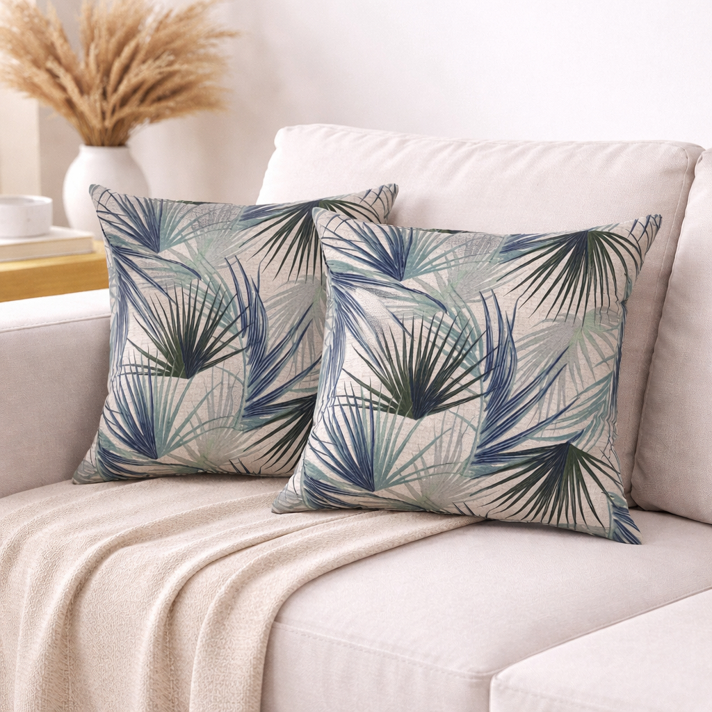 2 Capas para Almofada 40x40 Fronha Estampada Decoração Floral Sofa Poltrona Azul