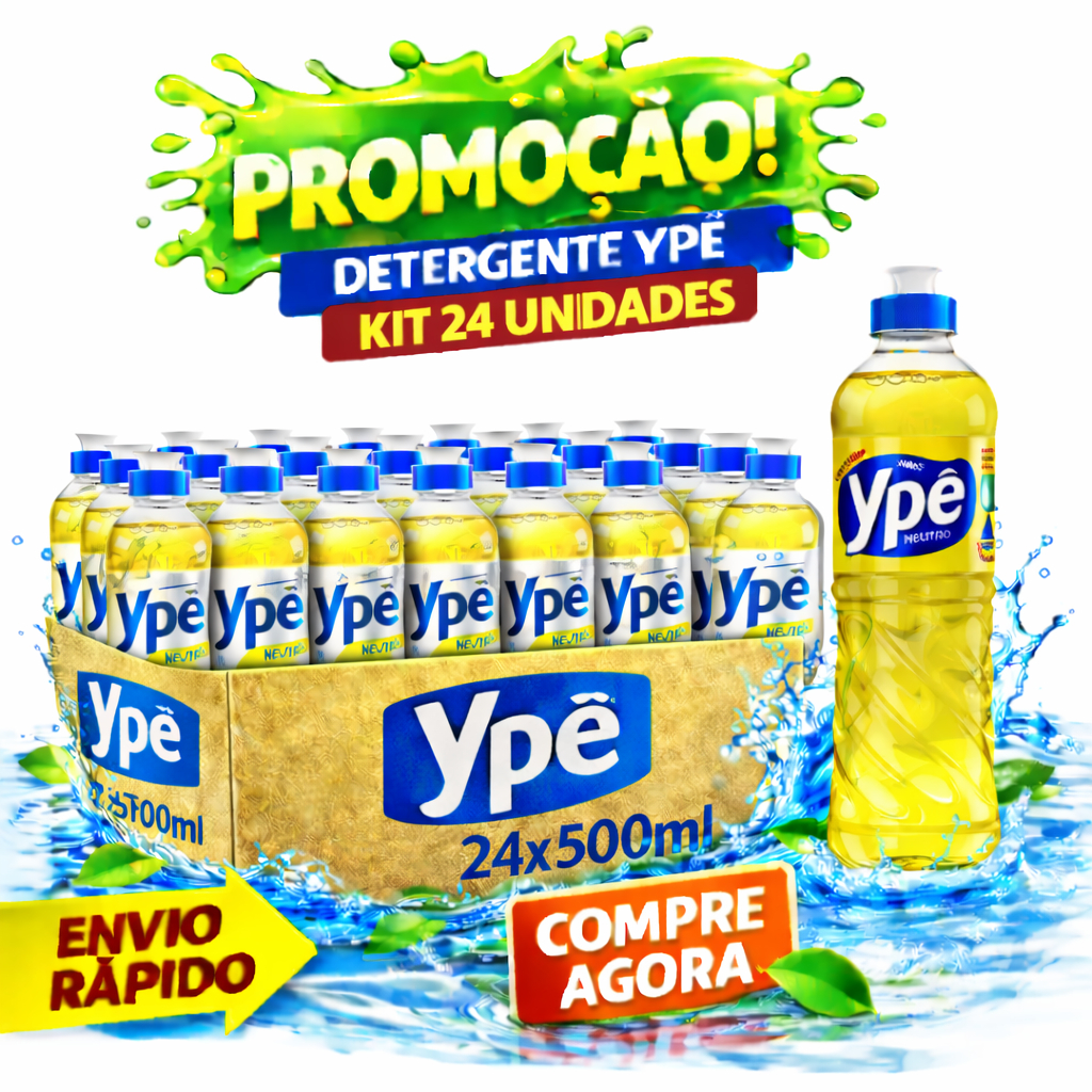 Kit Com 6,12 ou 24 Un de Detergente Líquido Ypê Neutro 500ml – Promoção Imperdível Compre Agora