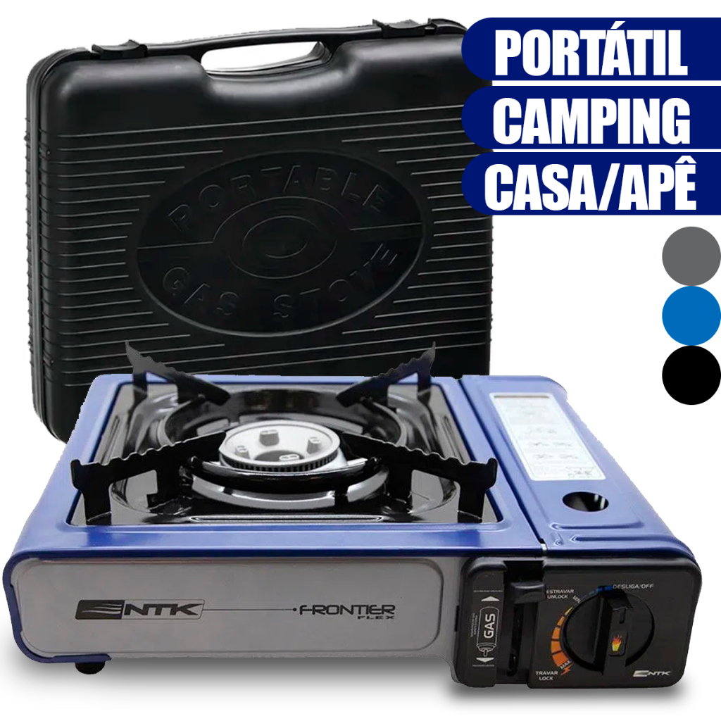 Fogareiro Portátil Nautika Frontier 3 em 1 Camping Casa Com Acendedor Automático Maleta de Transporte Cartucho e Botijão em Oferta na Shopee