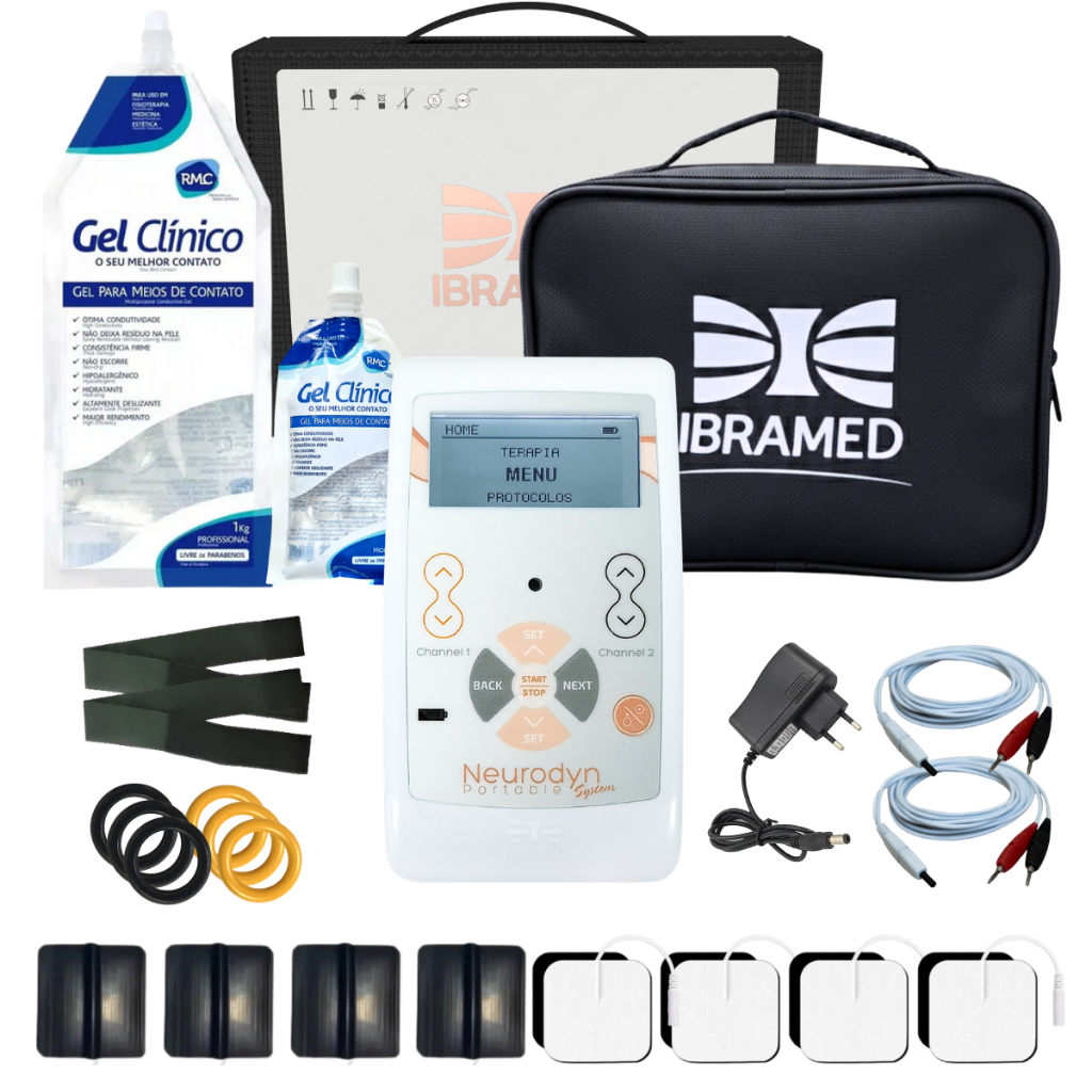Neurodyn Portatil System 5 Correntes TENS FES RUSSA De 2 Canais Eletroestimulador Ibramed