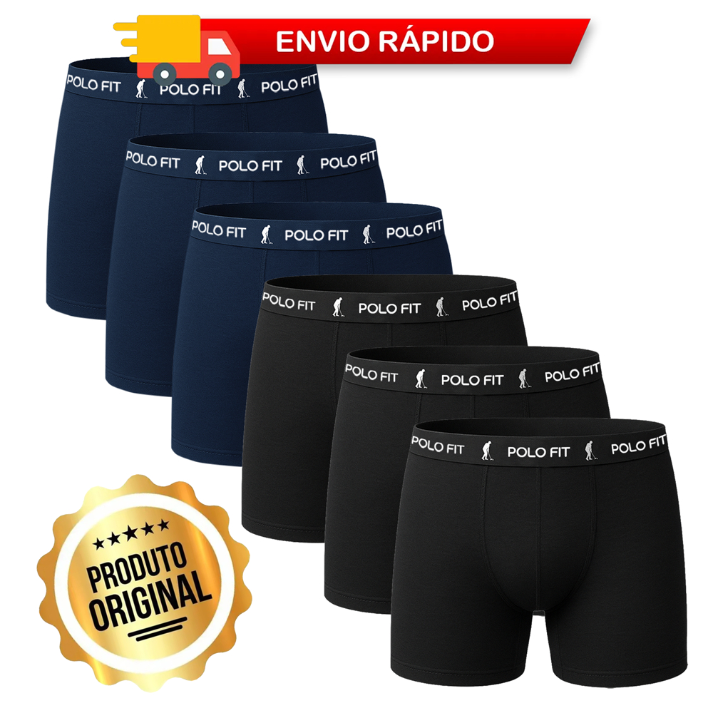 Kit 6 Cuecas Boxer Box Polo Fit Algodão Cotton Original Masculina Cueca em Oferta na Shopee
