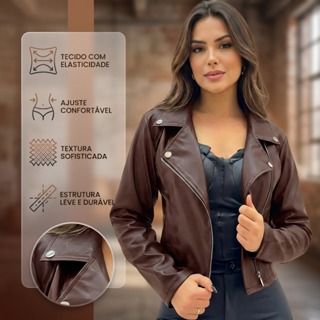Jaqueta De Couro Feminina Com Ziper Inverno Elegante em Oferta na Shopee