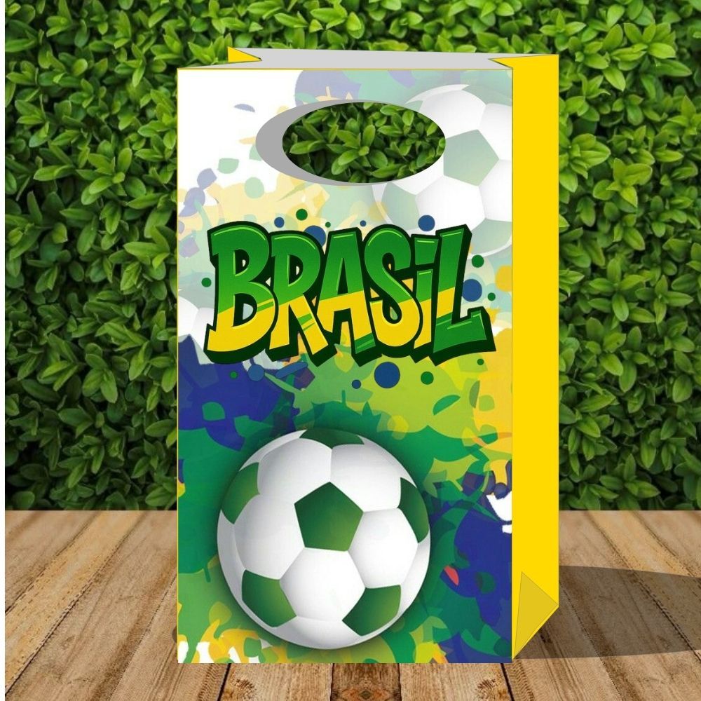 Sacolinha Brasil 7 - Copa do Mundo - 2026 - Futebol - Festa Infantil - Sacolinha P - Pegue e Monte - Lembrancinha