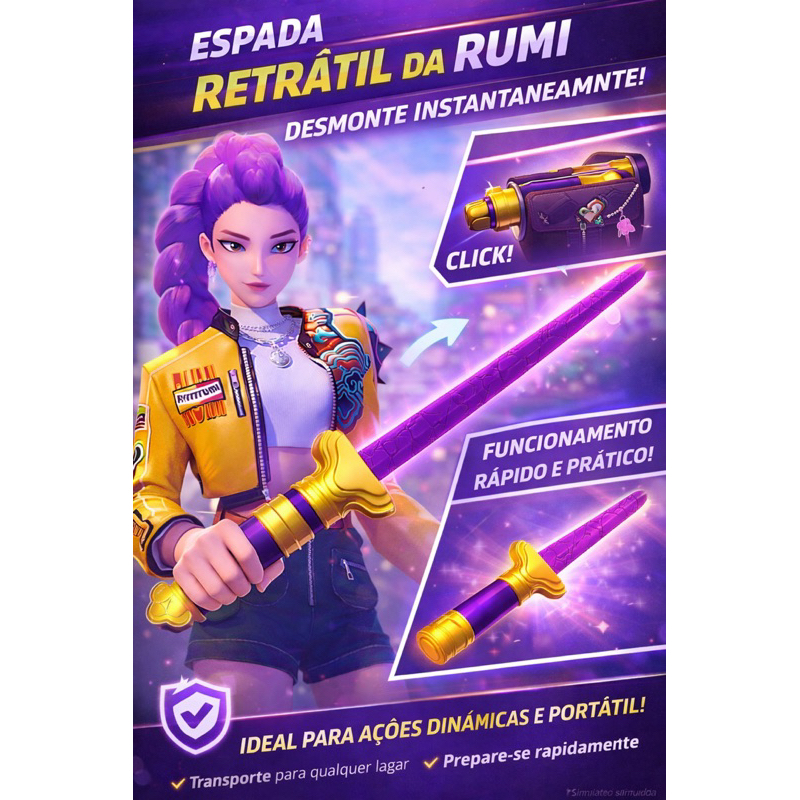 Espada Retrátil da Rumi – HUNTRIX -Guerreiras do k-pop com 2 Opções de cor!