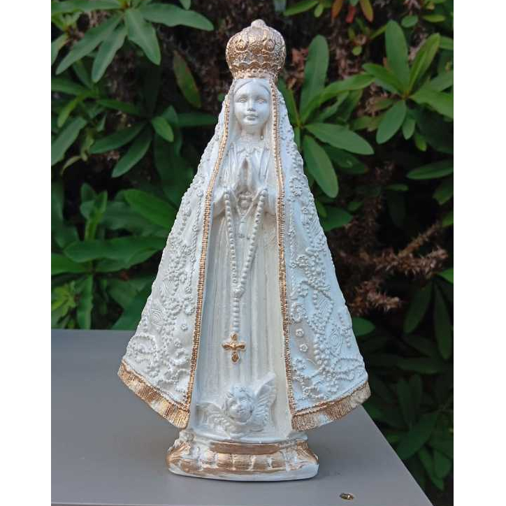 Nossa Senhora Aparecida 23cm com Detalhes no Manto 23cm em Gesso