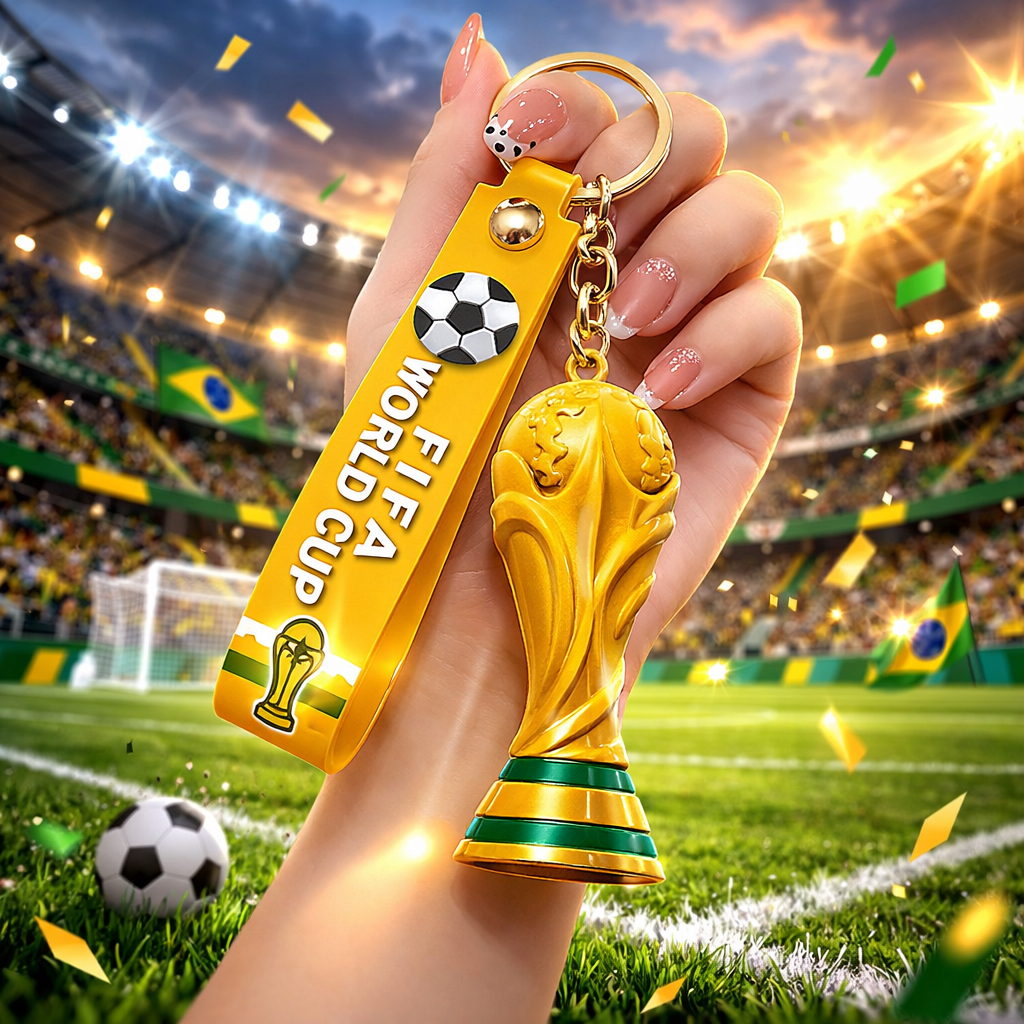 Chaveiro Copa do Mundo Mascotes Futebol Troféu Silicone Presente Para Torcedores · foto 2