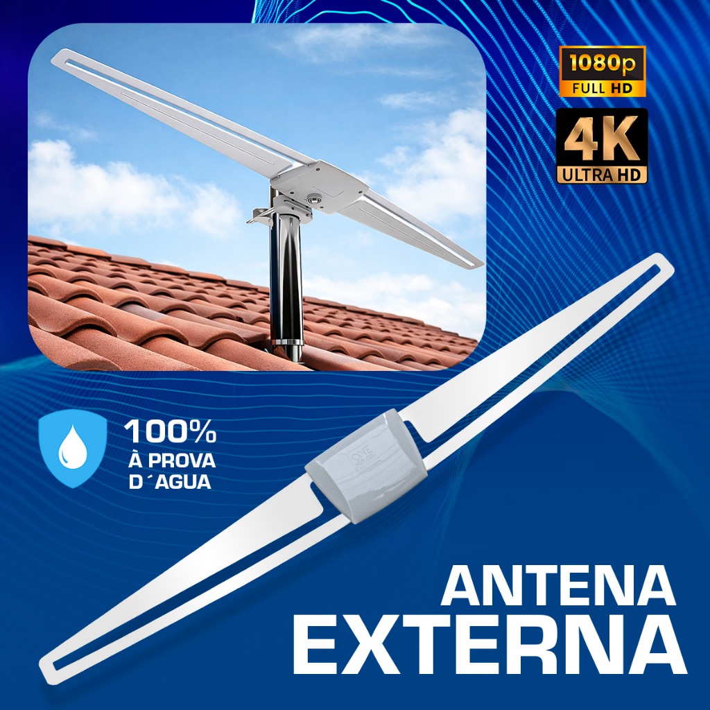 Antena De TV Externa Full HD À Prova D Água One For All Antena Digital Externa Para TV em Oferta na Shopee