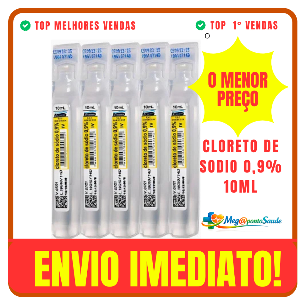 kit Soro Fisiológico 10ml Equiplex - Solução Estéril 0,9% com Cloreto de Sódio, Sem Conservantes