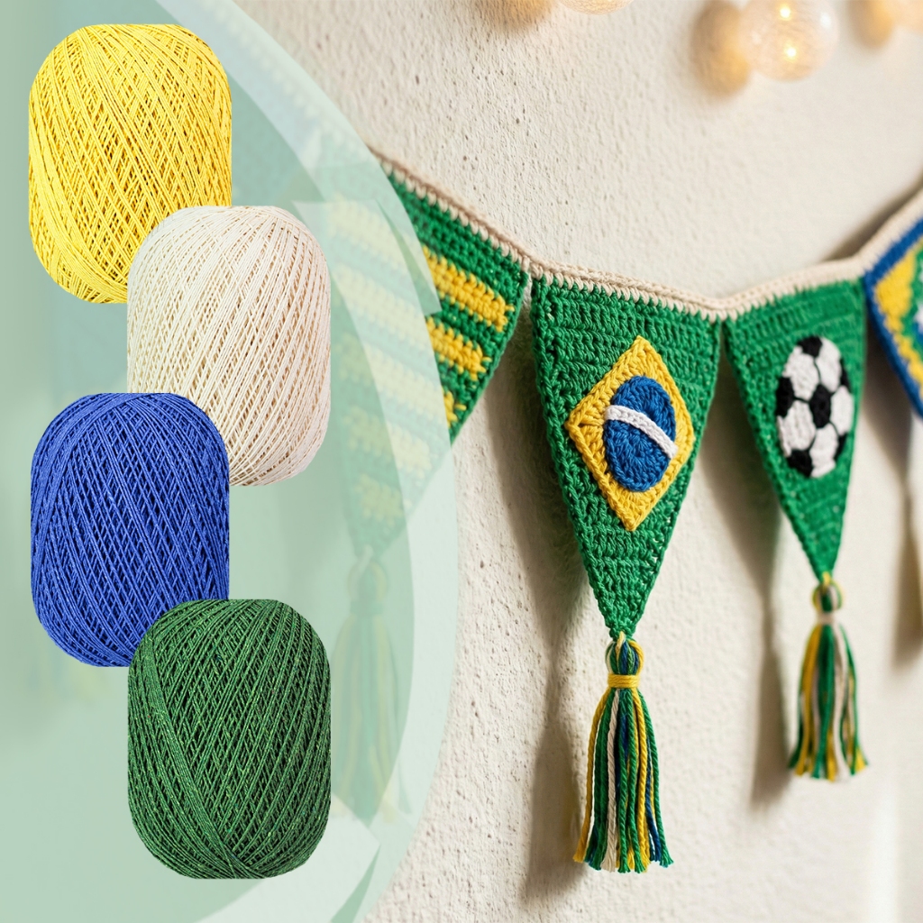 Kit Barbante Malu 8/4 Tex 295 Cores Do Brasil Copa Do Mundo Crochê E Tricô 4 Rolos De 500 Metros em Oferta na Shopee