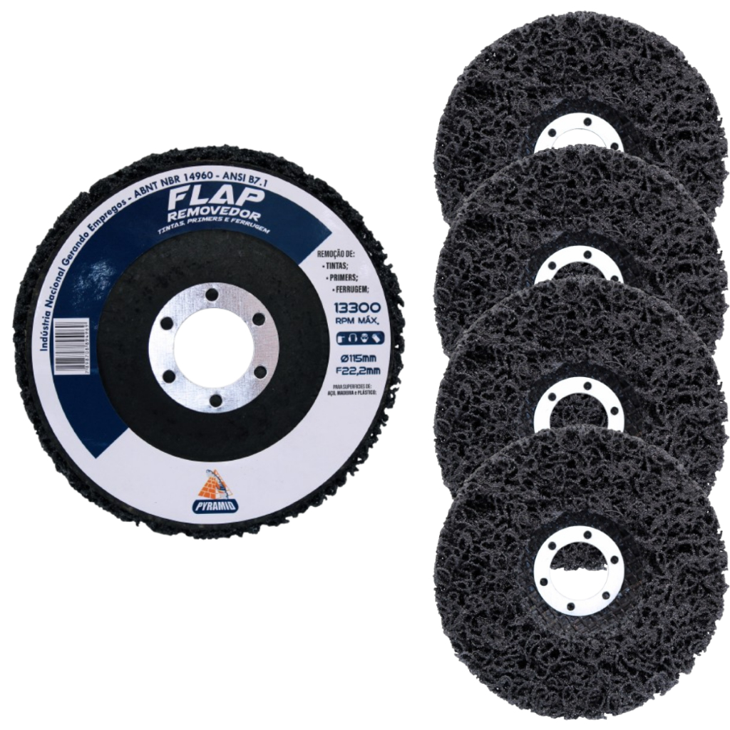 kit 5 Discos Flap removedor 115mm  Removedor de Tinta Primer Ferrugem para Esmerilhadeira