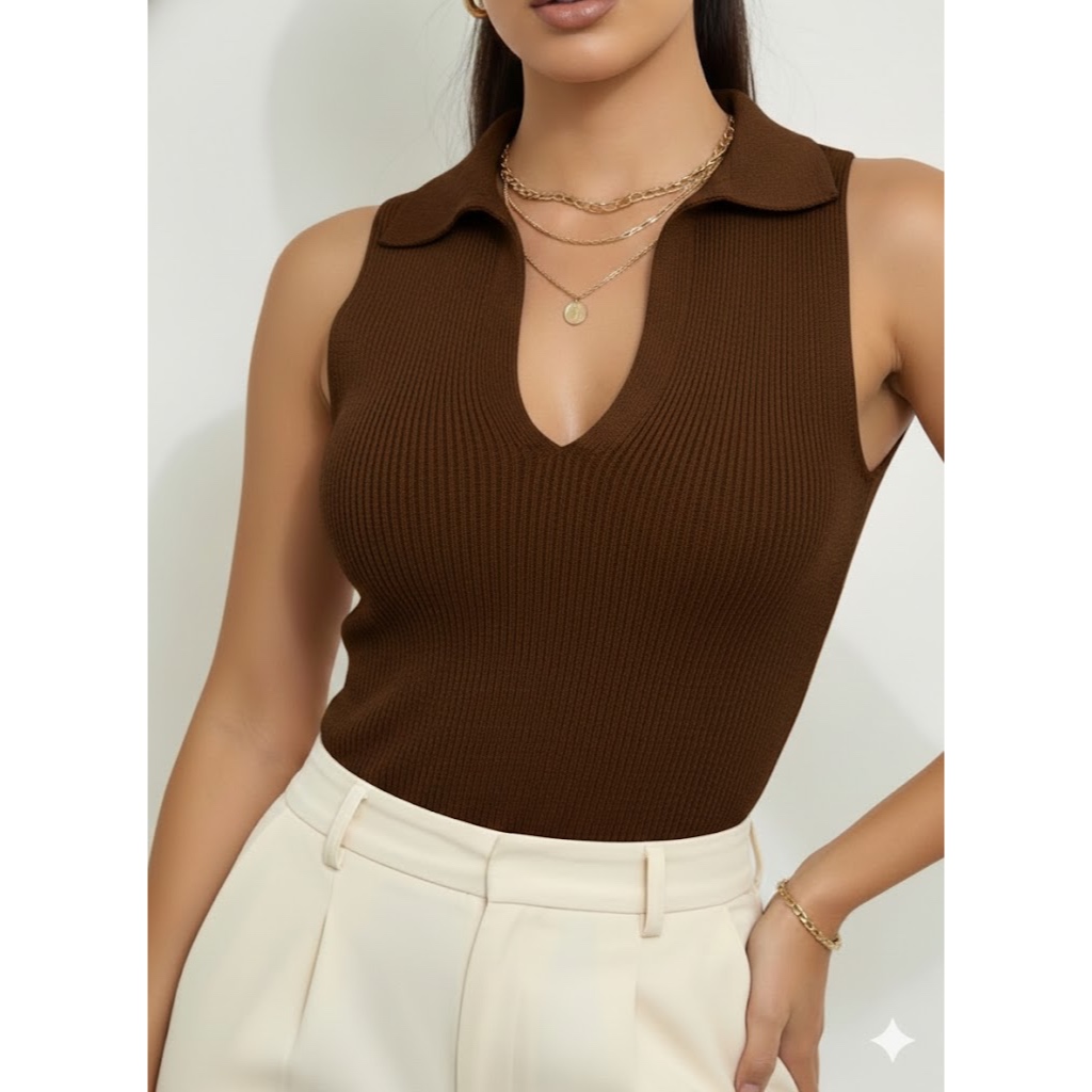 REGATA POLO BLUSA FEMININA ROUPA ESTILOSA TRICOT MODAL VERÃO TENDENCIA 2026