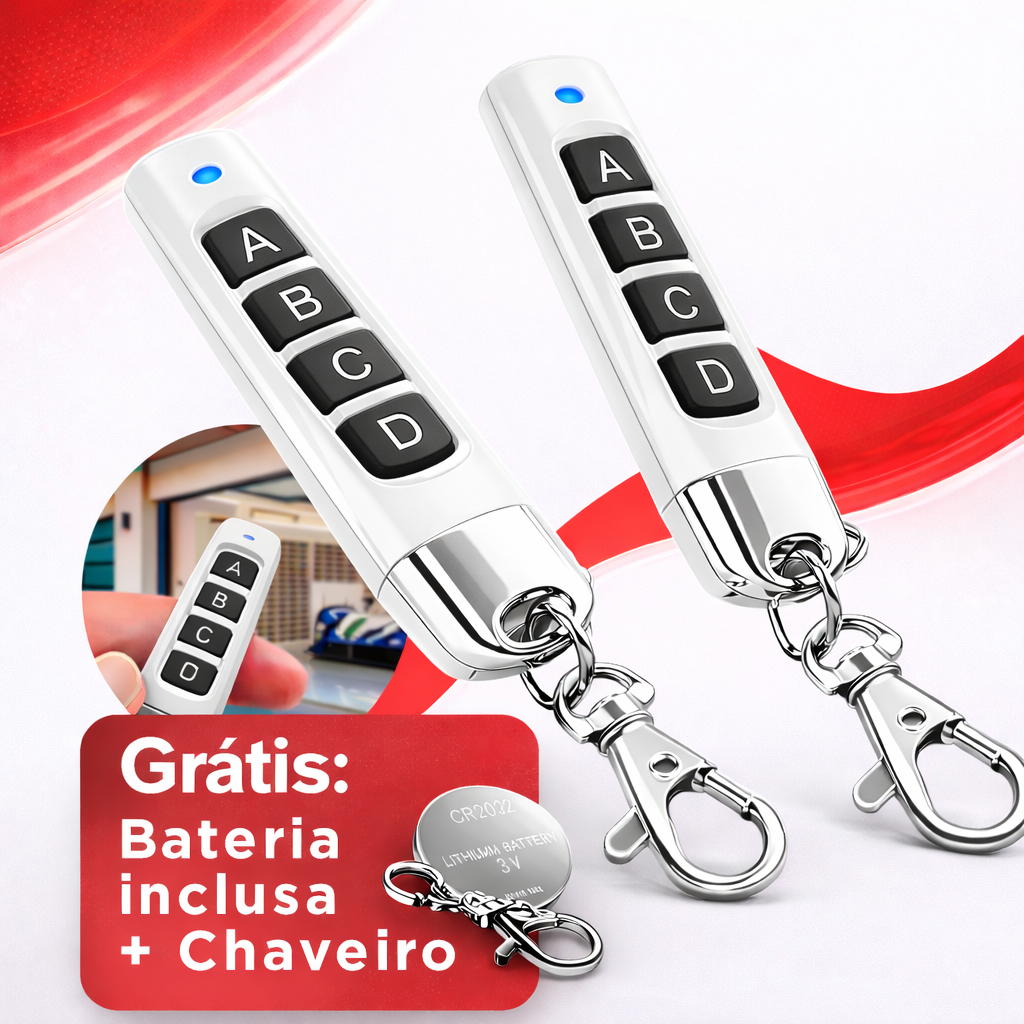 Controle Portão Eletrônico Universal 433MHz Chaveiro Mini 4 Botões Branco PPA Garen Seg em Oferta na Shopee