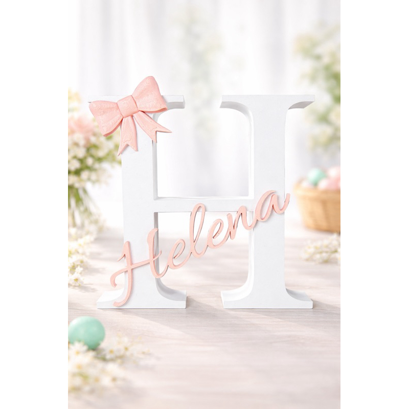 Nome Personalizado com Inicial em Destaque | Decoração Quarto de Bebê | Nome 3D Personalizado