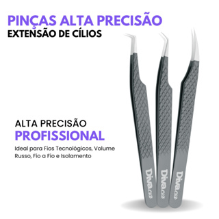 Pinças Extensão de Cílios Profissional Alta Precisão p/ Volume Russo, Fios Tecnológicos e Isolamento em Oferta na Shopee