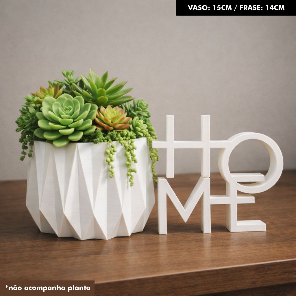 Kit Decorativo Minimalista Home Vaso Cachepot Moderno