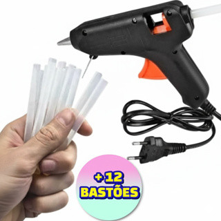 Pistola de Cola Quente + 12 Refis Bastão Cola Artesanato Bricolagem Profissional ou Compre os Bastões Separados 10,20 Un em Oferta na Shopee
