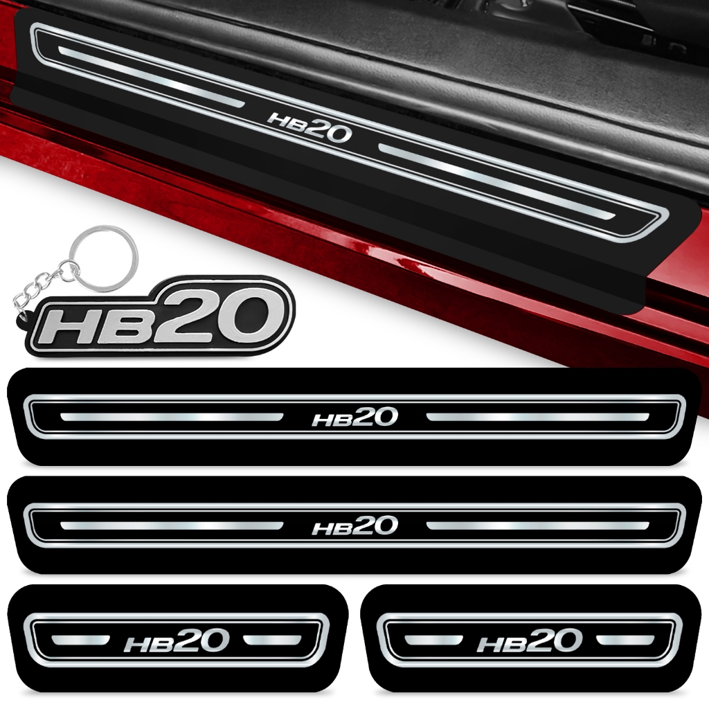 Kit Soleira Hb20 Adesivo Porta 13 14 15 16 17 18 19 20 21 22 23 24 25 26 Chaveiro Hb20S