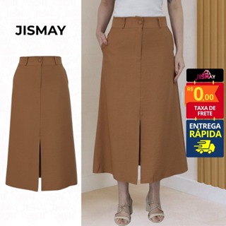 Saia Midi Feminina Cintura Alta com Bolso e Fenda  Alfaiataria Sensoriale M G GG em Oferta na Shopee