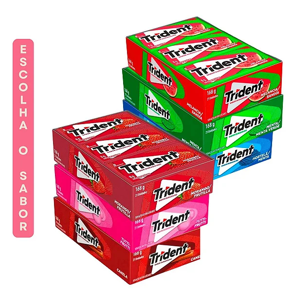 Kit 10 a 21 unidades Trident 8gr em Oferta na Shopee
