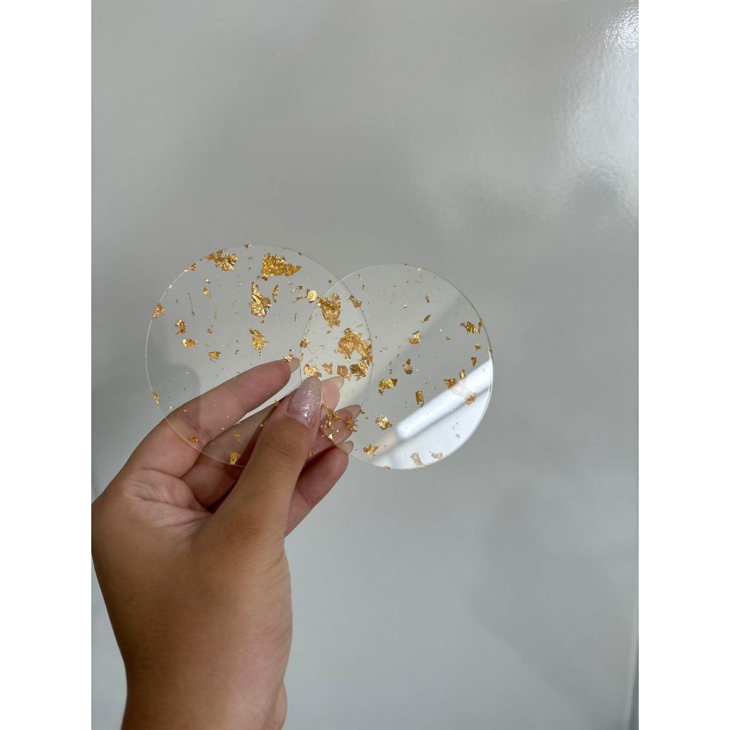 Kit PORTA-COPO EM ACRÍLICO COM FOLHA DE OURO 6UN