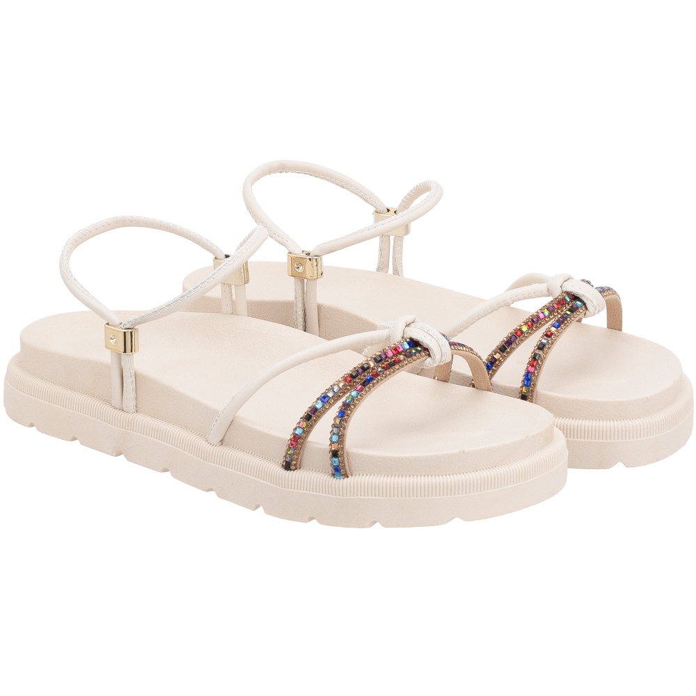 Sandália Feminina Papete Birken Plataforma Brilho Nó Coloridao Confortável