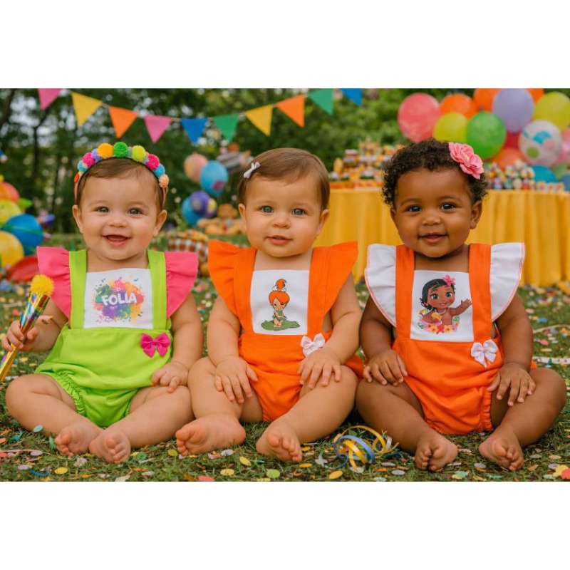 Romper Temáticos Brasil/Moana/Pedritra/Galinha Pintadinha 3 a 6 meses