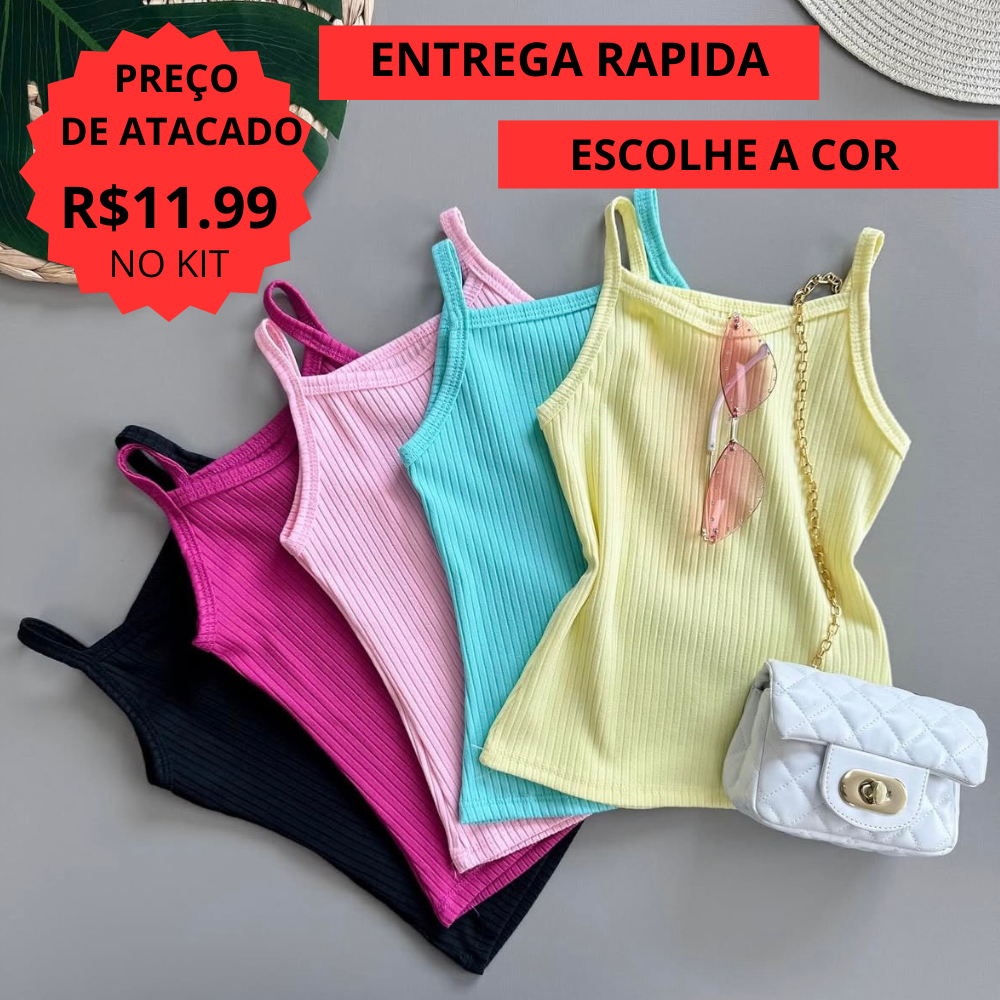 Kit 3 Blusas T shirt Feminina Infantil Tshirt Cores Lisas PARA VERÃO