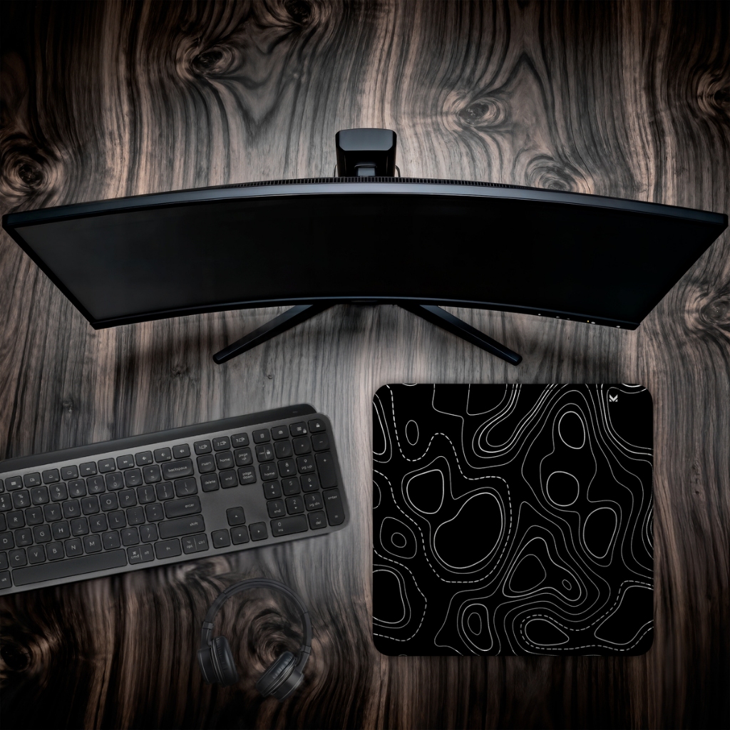 Mouse Pad Gamer Borda Costurada Tema Abstrato Tamanho Especial 40x40cm