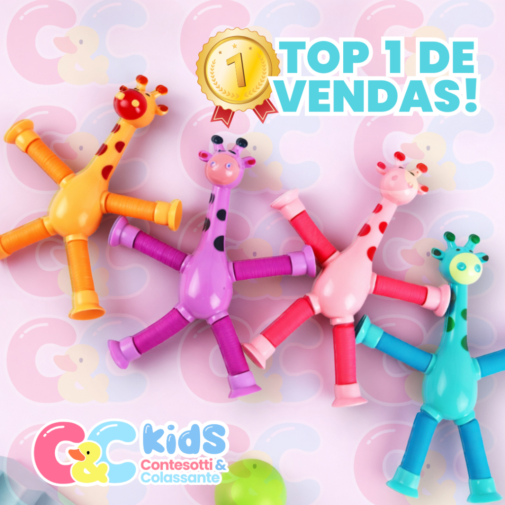 Girafas Flexíveis com Ventosa Pop Tube Brinquedo Infantil Estica e Puxa