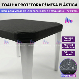Capa 70x70 Impermeável para Mesa Plástica de Restaurante Bar Lanchonete - Corino Napa Ecológico Kit Preto Protege em Oferta na Shopee