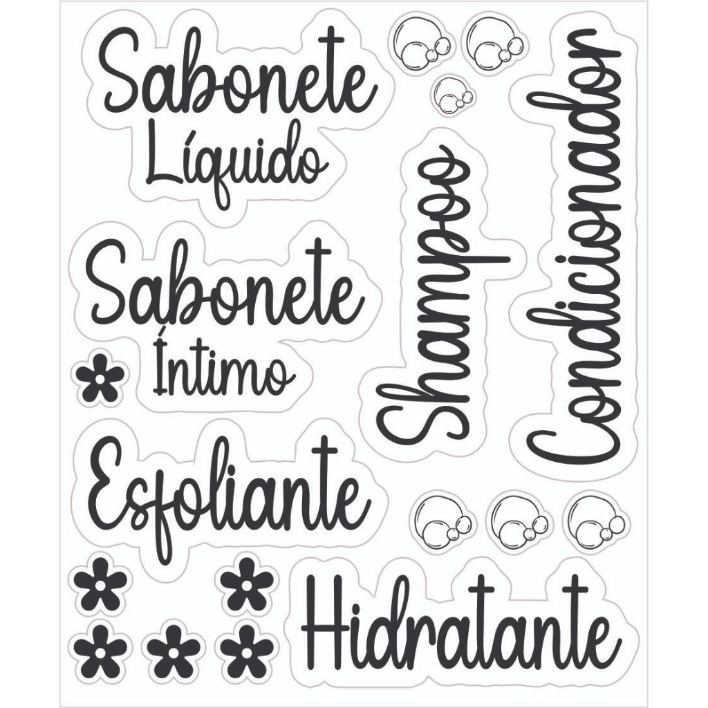 Adesivos para Kit Viagem e Banheiro – Organizador Shampoo, Sabonete e Hidratante KIT COM 6